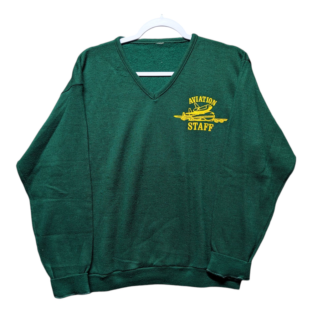 70s Aviation High School Staff V Neck Sweater